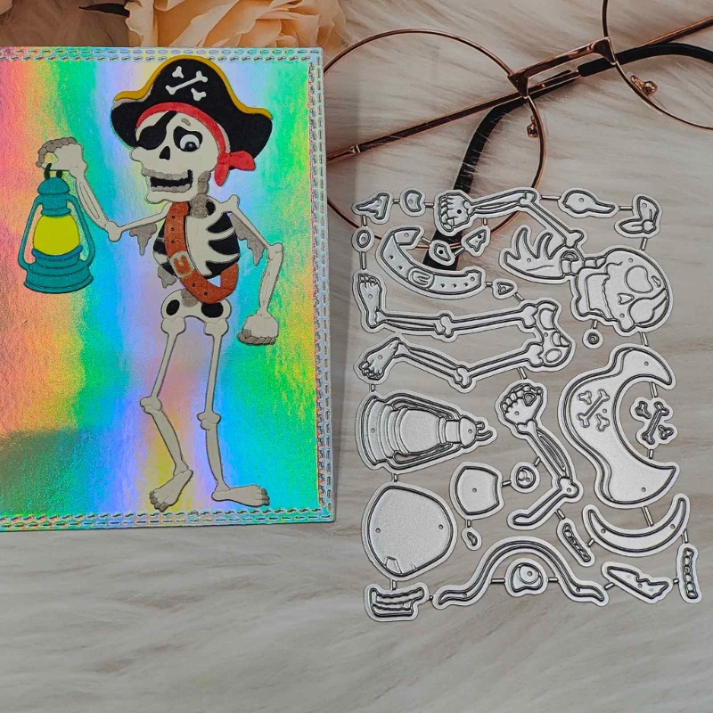Khuôn Cắt Giấy Kim Loại Hình Đầu Lâu Cướp Biển Thẻ