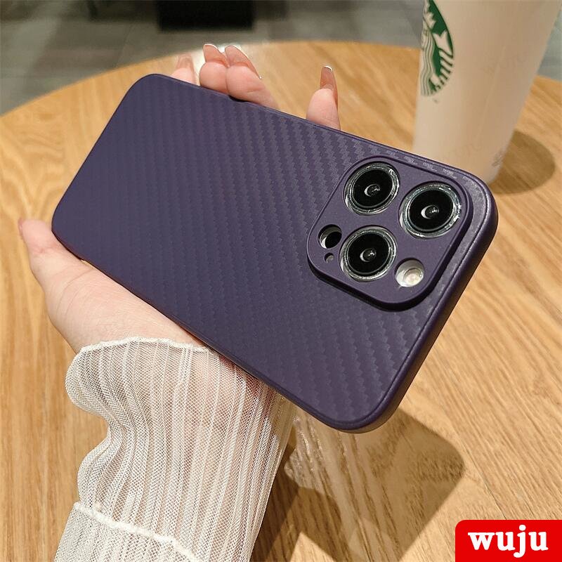 Ốp Điện Thoại TPU Mềm Kết Cấu Sợi Carbon Chống Sốc Cho iPhone 11 12 13 14 Pro Max XR X XS 7 8 Plus