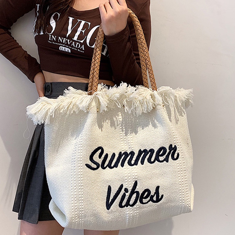 Túi Đeo Vai Bằng Vải canvas Cỡ Lớn In Họa Tiết Màu Hồng Dễ Phối Đồ Thời Trang Cho Nữ