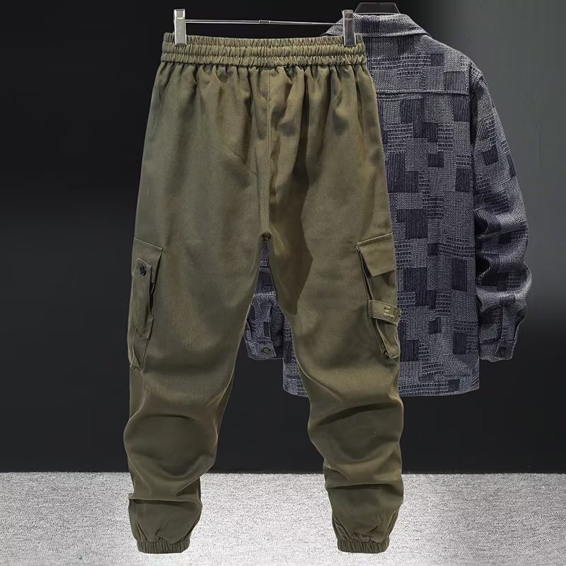 Quần Jogger Cotton Dáng Rộng Có Túi Màu Xanh Lá / Đen / Cà Phê Thời Trang Cho Nam