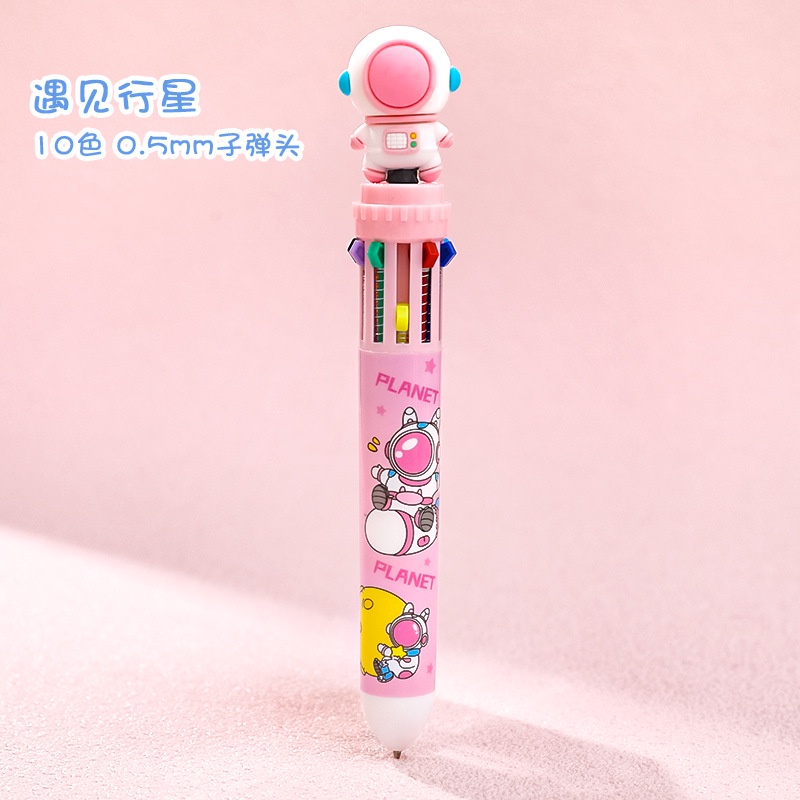 Bút Bi 10 Màu Họa Tiết Phi Hành Gia Hoạt Hình Sáng Tạo