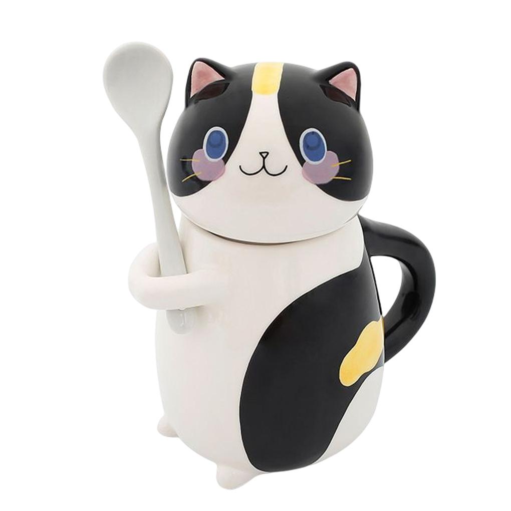 Cốc Ăn Sáng Có Nắp Đậy Và Muỗng Họa Tiết Hoạt Hình Phong Cách Nhật Bản Dễ Thương