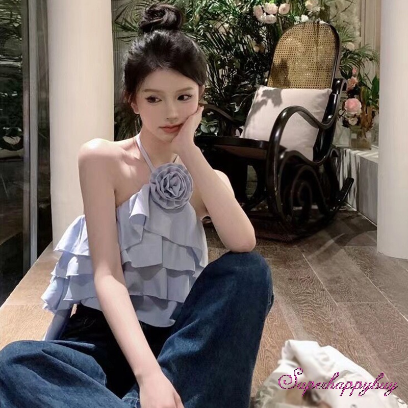 Áo Voan Hai Dây In Hoa Thời Trang Nữ Tính