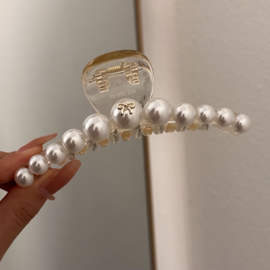 Kẹp Tóc Nơ Đính Ngọc Trai Cao Cấp Oversize Phong Cách Hàn Quốc Mới 2023