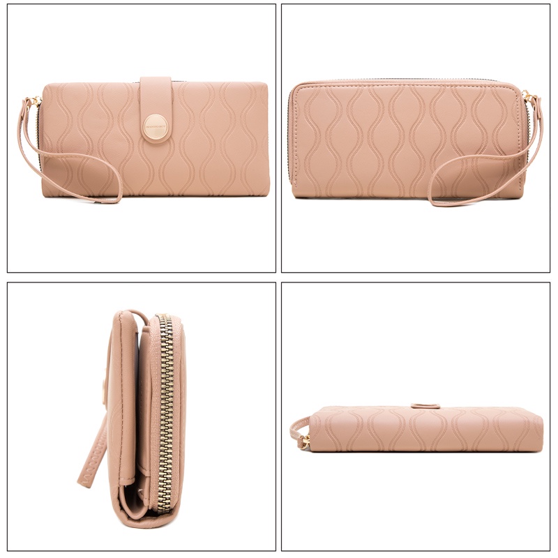 Ví Nữ Dài Cầm Tay Có Khóa Kéo Và Dây Đeo Cổ Tay