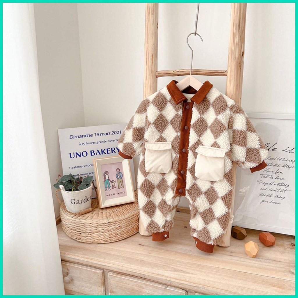 Áo Khoác Tay Dài Giữ Ấm Mùa Đông Thiết Kế Hai Hàng Khuy Cài Và Thắt Lưng Co Giãn Cho Bé Sơ Sinh