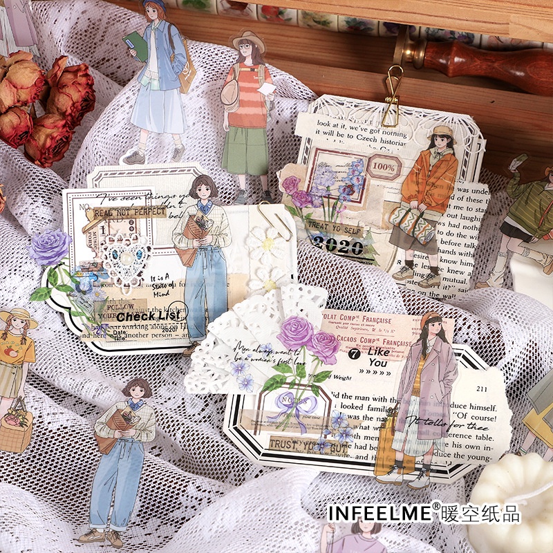 Bộ 30 Miếng Dán PET Nhân Vật Hoạt Hình Trang Trí Sổ Tay DIY