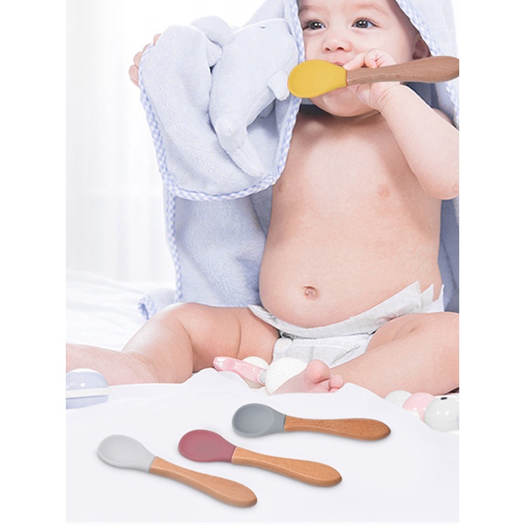Bộ Muỗng Nĩa Bằng silicone Cho Bé Tập Ăn SJHY0301