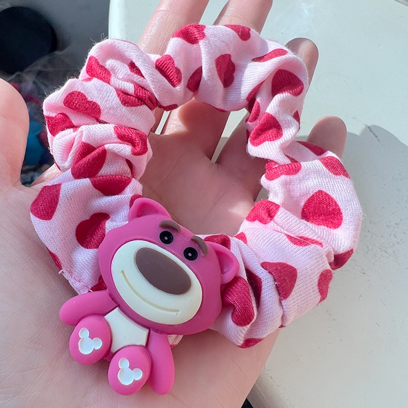 Gấu dâu Lotso Set 11 Dây Cột Tóc Cao Su Đính Hoa / Gấu Hoạt Hình Dễ Thương Cho Bé Gái