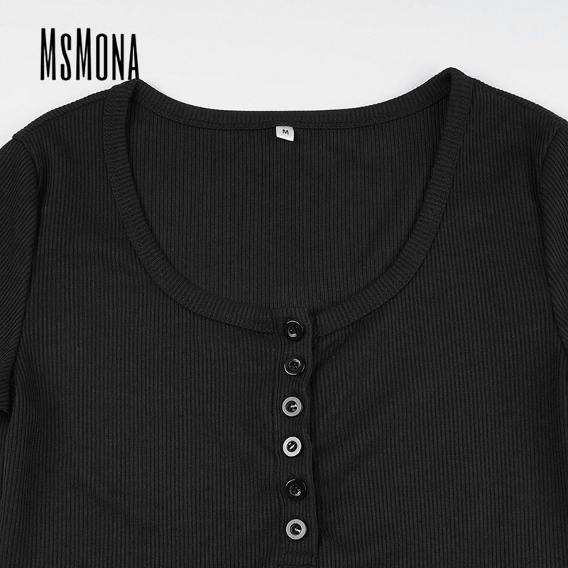 Áo Thun Tay Ngắn Cổ Tròn Màu Trơn Dáng Ôm Thời Trang 2023 Dành Cho Nữ