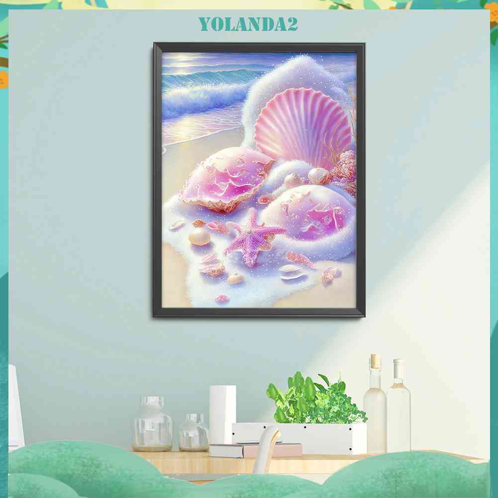 Bộ Tranh Đính Đá 5D Họa Tiết Vỏ Sò / Bãi Biển Độc Đáo DIY Dùng Trang Trí