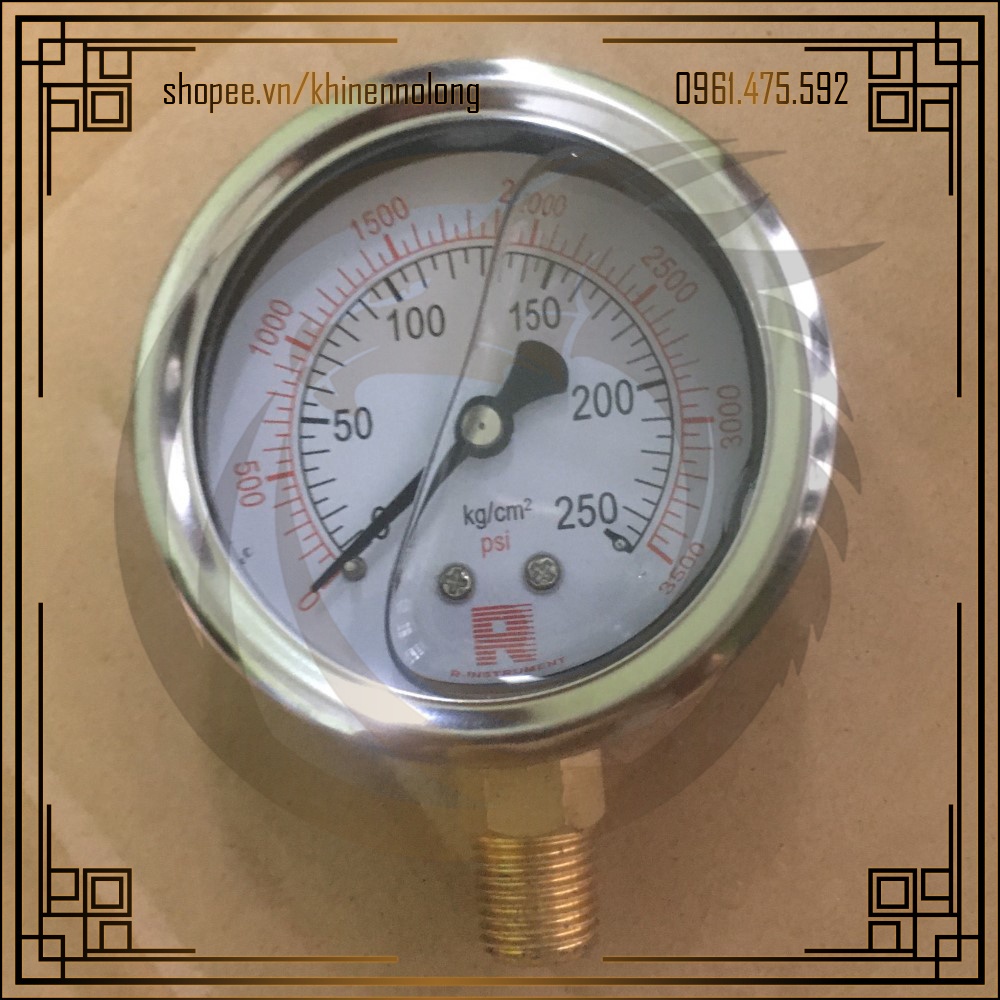 Đồng Hồ Dầu Đo Áp Suất R-Instrument Phi 63 1 - 1000 KG