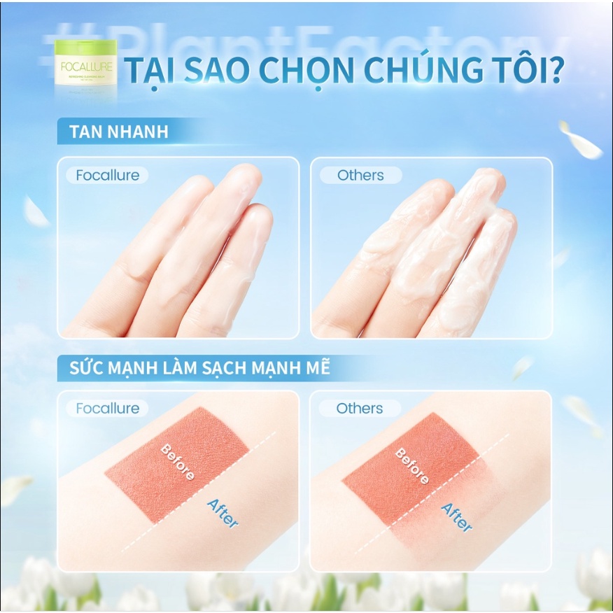 Kem Tẩy Trang Focallure Chiết Xuất Thực Vật Làm Sạch Sâu, 10X Dưỡng Ẩm Không Gây Kích Ứng 75g FA-C01