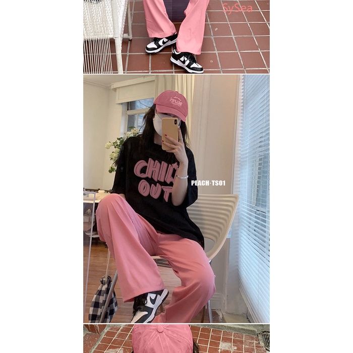 Áo Thun Dáng Rộng Cổ Tròn In Chữ Kiểu Hàn Quốc Thời Trang Mùa Hè Cho Nữ