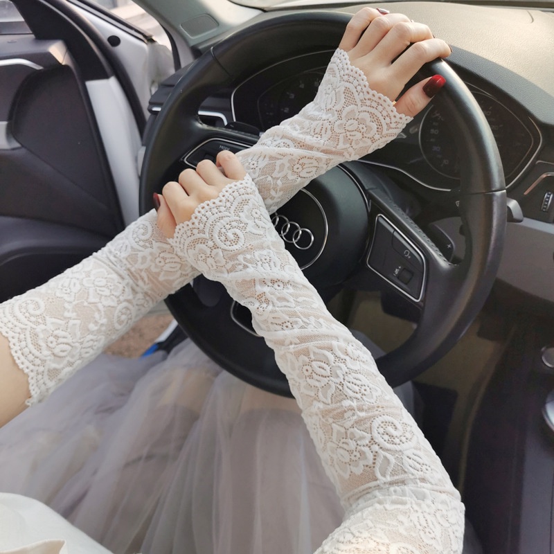 ♕Tay Áo Ren Chống Nắng Hợp Thời Trang Mùa Hè Cho Nữ Tay Áo Ren Chống Nắng Vải Ren Mỏng Chống Tia Uv