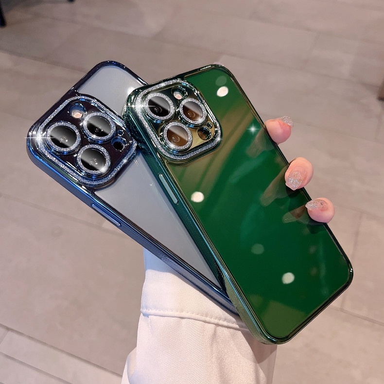 Ốp Điện Thoại Trong Suốt Chống Sốc Đính Kim Cương Lấp Lánh Sang Trọng Cho iPhone 14 13 12 Pro Max 14 Plus