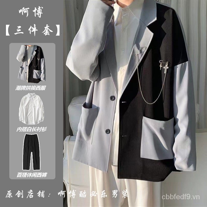 Áo Khoác Vest Có Dây Xích Phong Cách Hàn Quốc Thời Trang Xuân Thu Hàng Mới 2023ins Dành Cho Bạn Nam