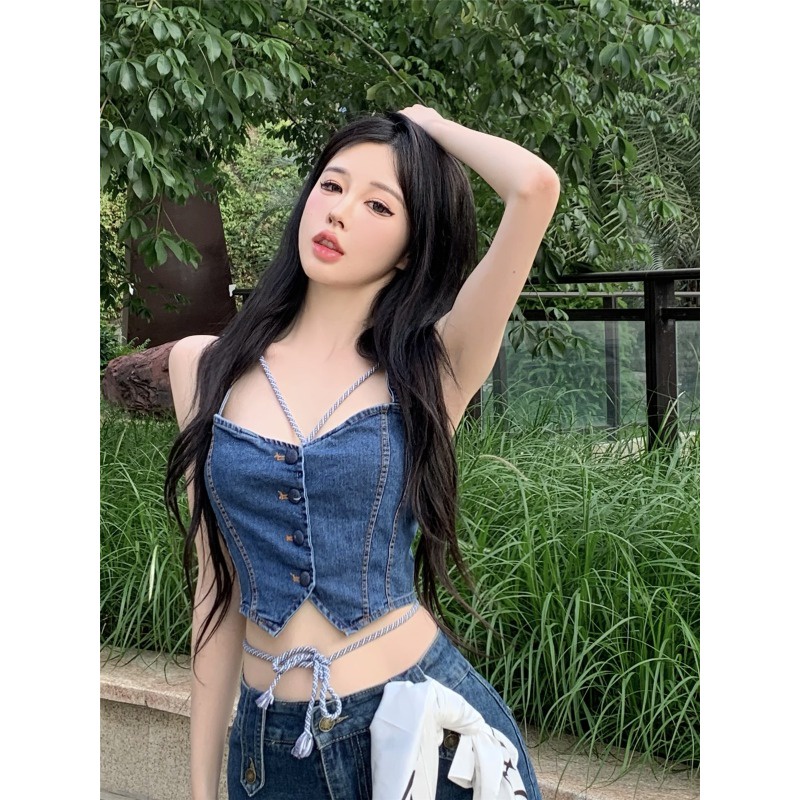 Áo Khoác Denim Không Tay Thời Trang Mùa Hè Cho Nữ