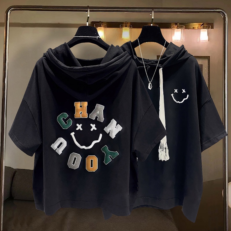 Áo Hoodie Ngắn Tay Thêu Chữ Thời Trang Mùa Hè Dành Cho Nam
