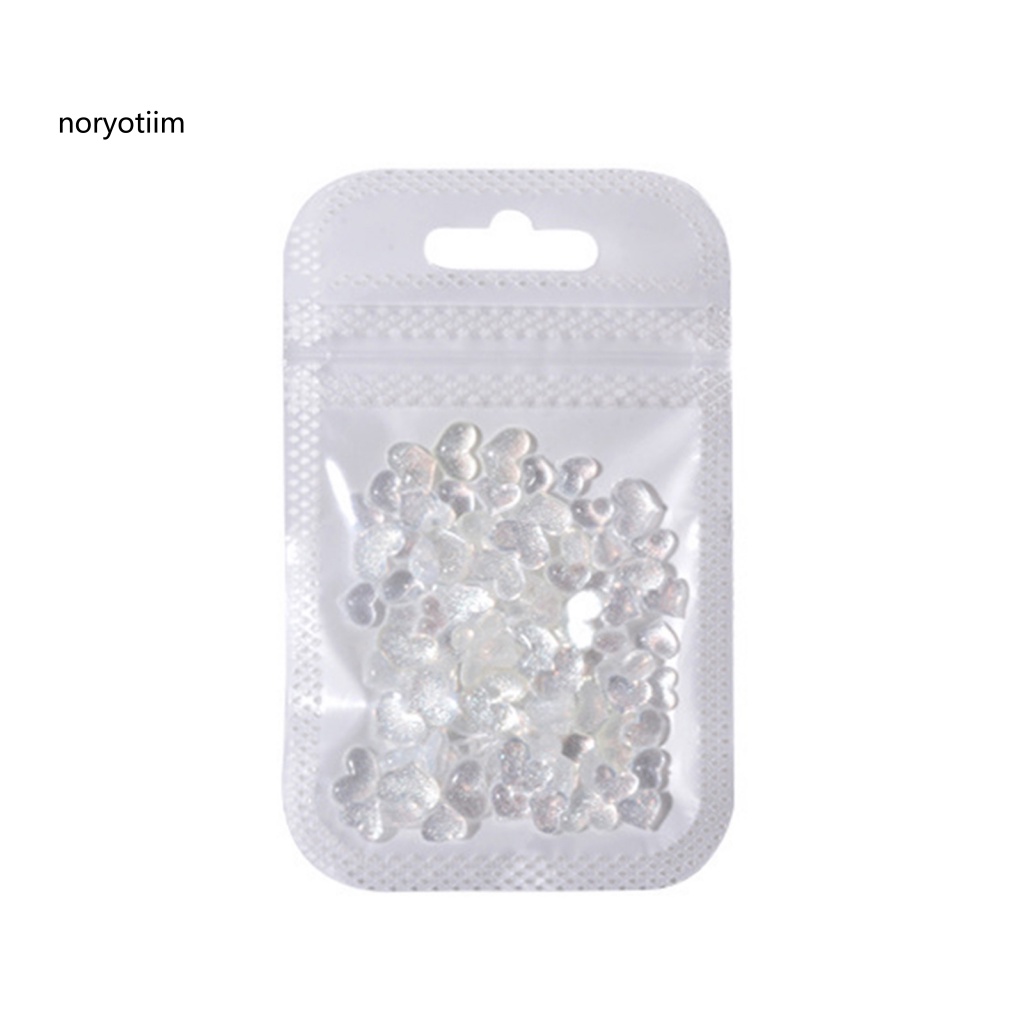 Set 100 Móng Tay Giả Đính Đá Trái Tim Ba Chiều Lấp Lánh DIY