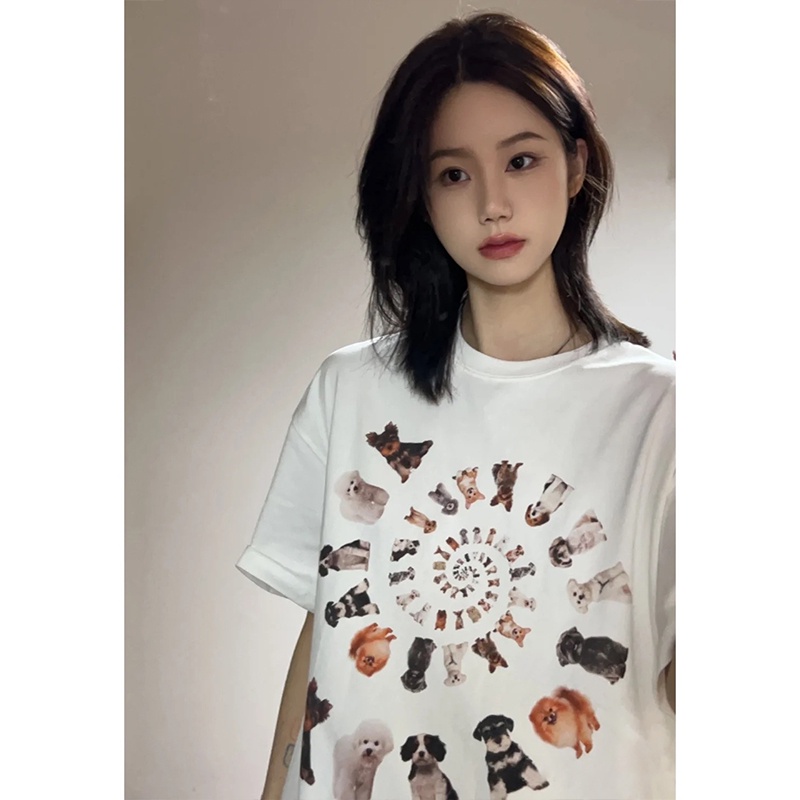 NRVP Áo Thun 100% Cotton Ngắn Tay Form Rộng Phong Cách Hàn Quốc Dành Cho Nữ