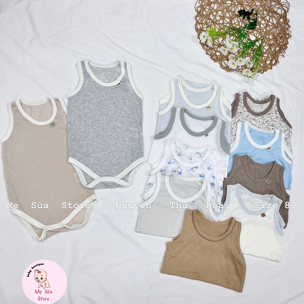 Bodychip sát nách, hai dây thông hơi thoáng khí cho bé trai bé gái