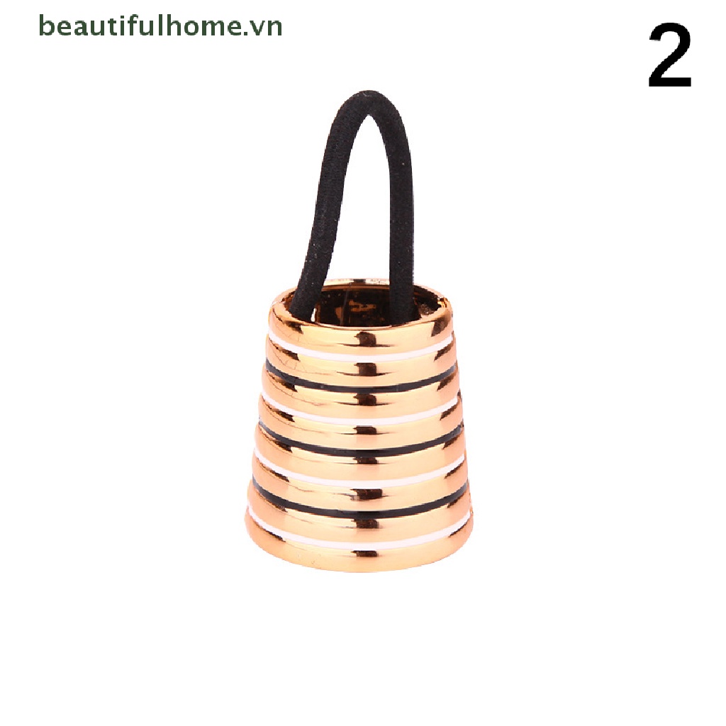 Dây Cột Tóc Đuôi Ngựa Bằng Kim Loại Co Giãn Sang Trọng Cho Nữ