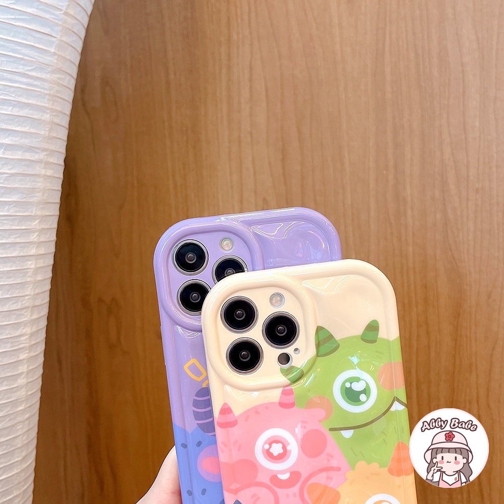 Ốp Điện Thoại TPU Mềm Chống Sốc Họa Tiết Quái Vật Mắt To Phối Bóng Lông Cho IPhone 14 Pro Max 13 12 11 Pro Max