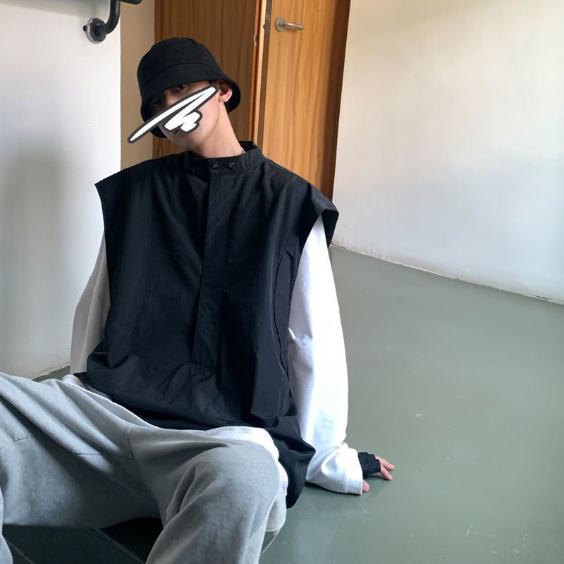 Áo Thun Sát Nách Có Khóa Kéo Phong Cách Hong Kong Thời Trang Mùa Hè Cho Nam