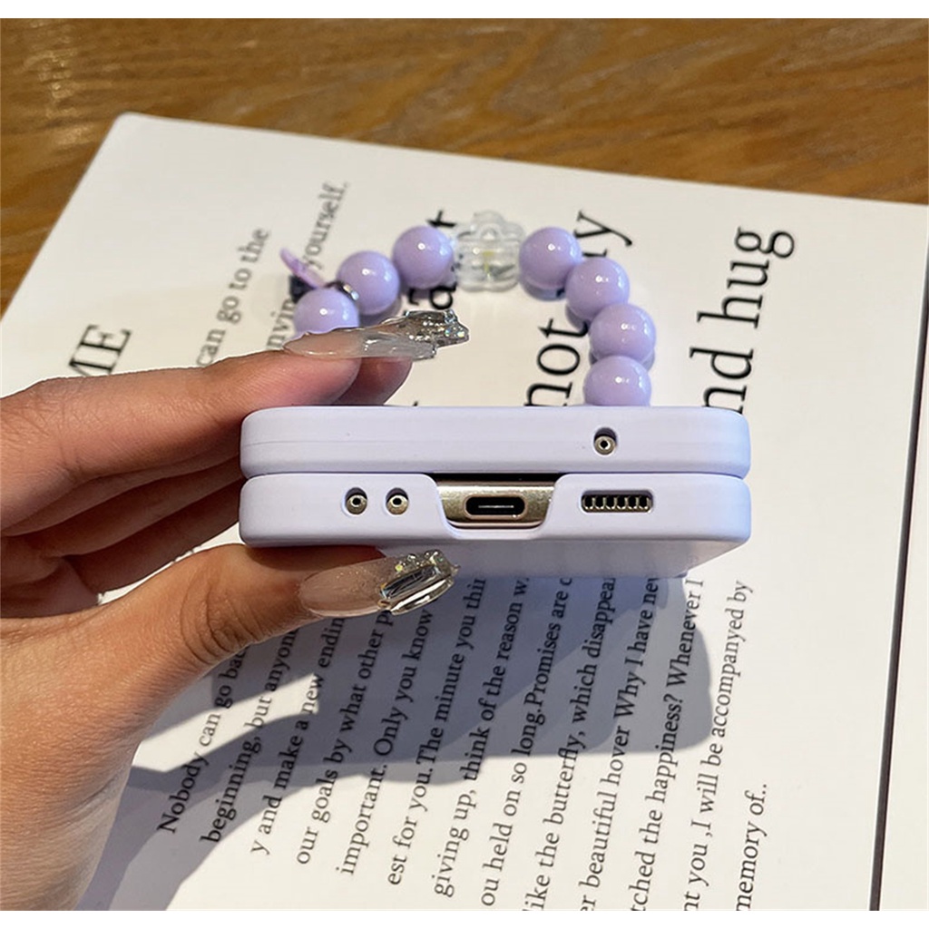 Ốp Điện Thoại Màu Tím Hình Thỏ 3D Dễ Thương Cho Samsung Galaxy Z Flip 3 5G and Z Flip 4 Z Flip3 ZFlip3 ZFlip 3 Z Flip4 ZFlip 4