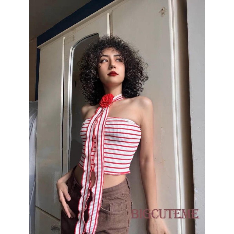 Áo Crop Top Không Tay In Hoa 3D Phối Tua Rua Thời Trang Đường Phố Cho Nữ Y2k