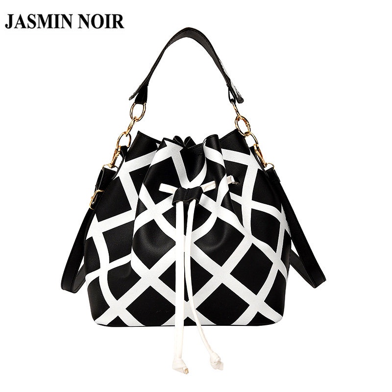Túi Xách JASMIN NOIR Bucket Họa Tiết Sọc Caro Thiết Kế Đơn Giản Thời Trang Cho Nữ