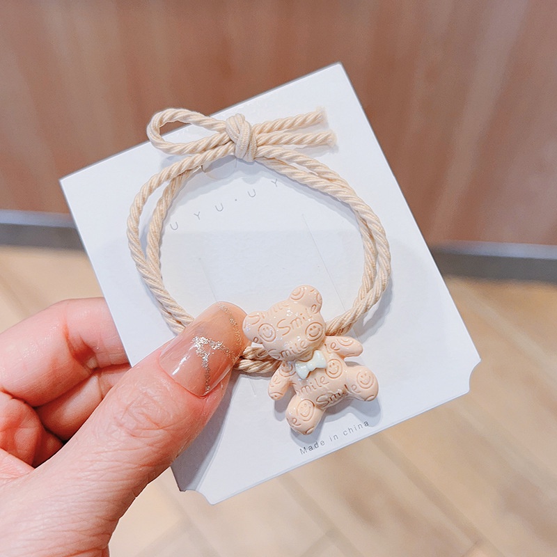 Dây Cột Tóc Cao Su Co Giãn Hình Gấu Hoạt Hình Dễ Thương Cho Bé Gái