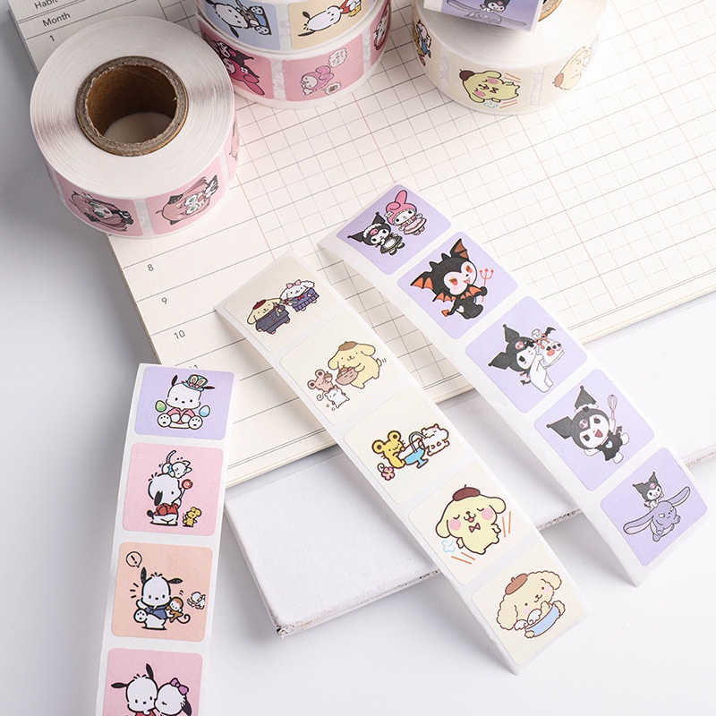SANRIO Cuộn 500 Miếng Dán Hoạt Hình Dễ Thương Trang Trí