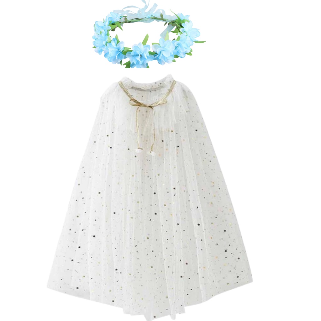 Bộ Phụ Kiện Vòng Cổ + Găng Tay + Vương Miện + Đũa Phép Hóa Trang Công Chúa Elsa D52