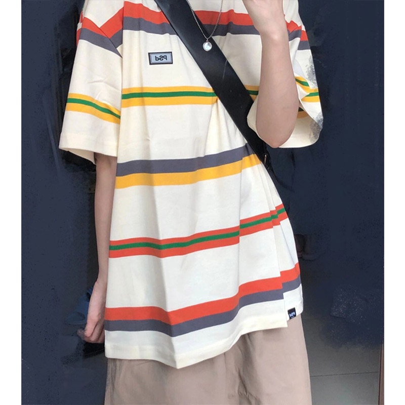 Áo Thun cotton Tay Ngắn Họa Tiết Kẻ Sọc Thời Trang Mới Cho Nữ