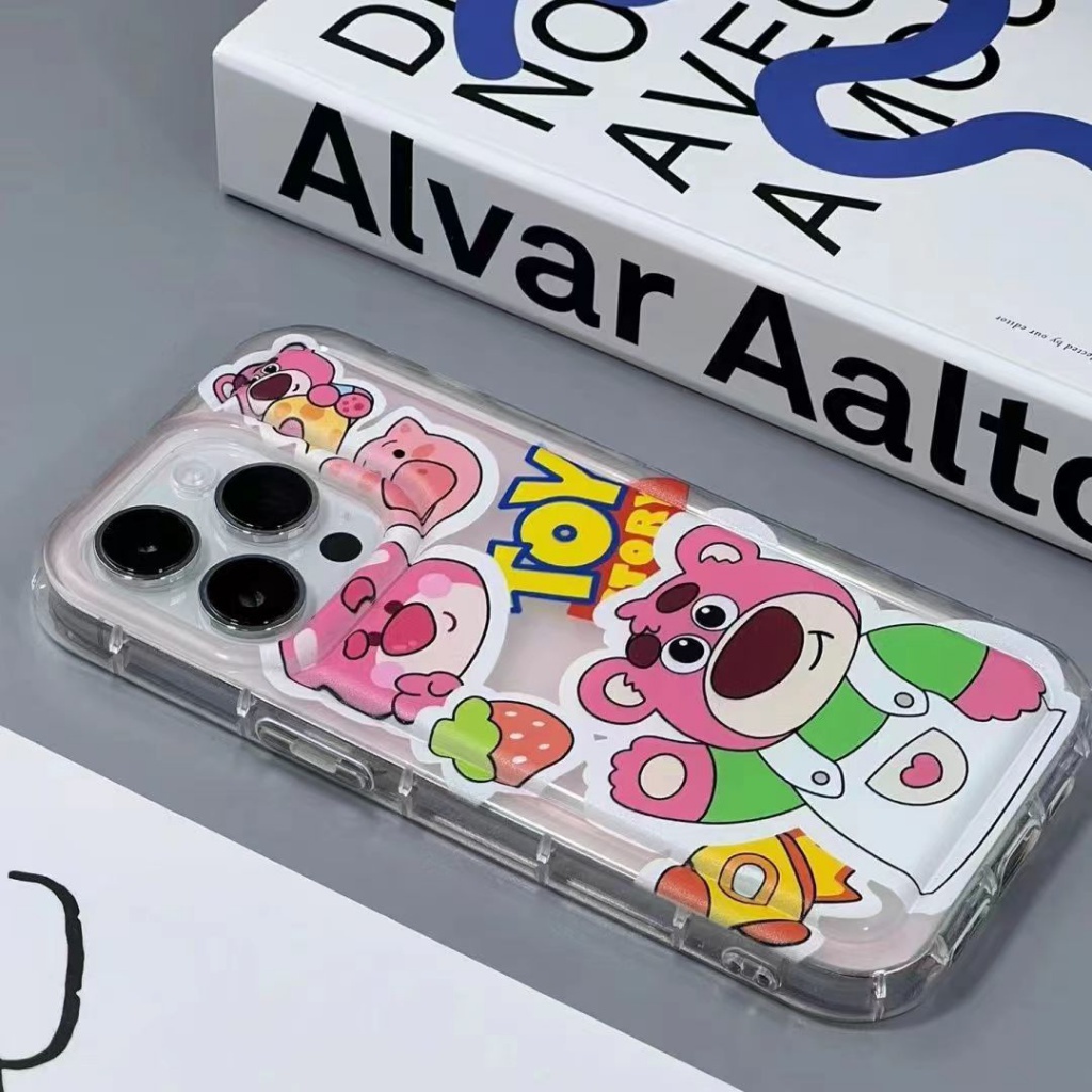 ✅Ốp Điện Thoại Túi Khí Mềm Hình Gấu Dâu Graffiti Cho iPhone14 13promax 12pro 78p xsmax xs