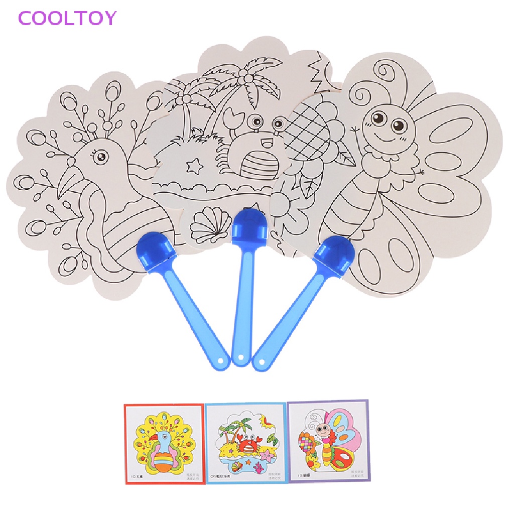 Cooltoy 1 Quạt Cầm Tay Hoạt Hình Tô Màu Thủ Công DIY Đồ Chơi Cho Trẻ Mẫu Giáo HOT