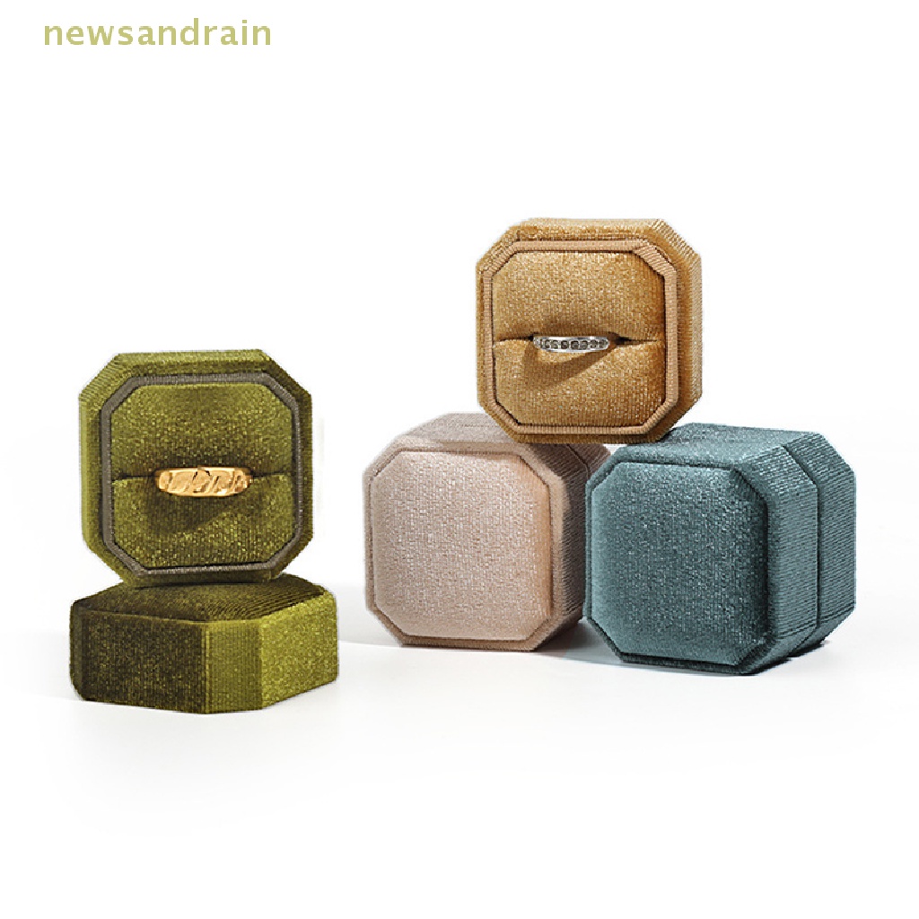 Hộp Đựng Trang Sức Hình Bát Giác Bằng Vải Nhung Kẻ
