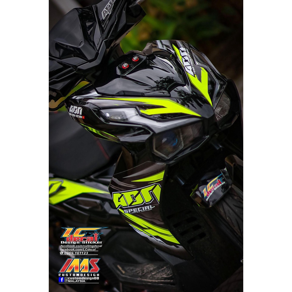 Tem rời AirBlade 2023 xe đen - mẫu ADN xanh mino siêu chất