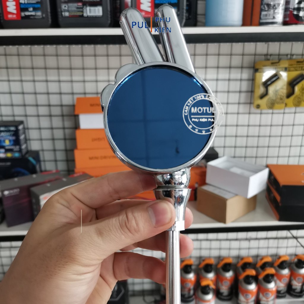 Gương xe máy mẫu ngón tay mặt kính xanh cho xe máy Wave SH SH Mode AB...