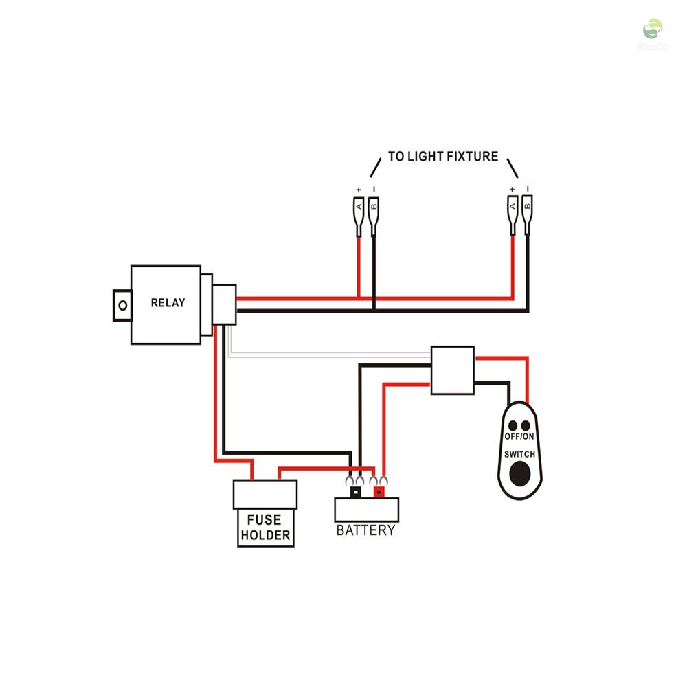 Bộ Dây Dẫn Kèm Rơ Le Cầu Chì 12V 40A Chuyên Dụng Cho Đèn LED Làm Việc