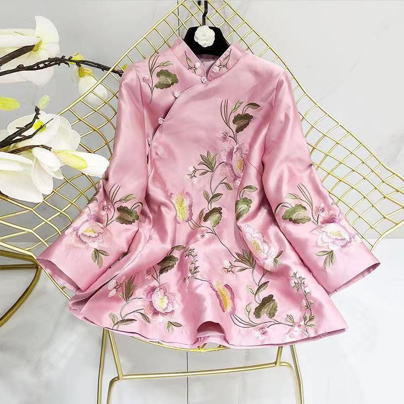 Áo Sơ Mi Họa Tiết Thêu Phong Cách Trung Hoa Thời Trang Xuân Thu Mới Cho Nữ