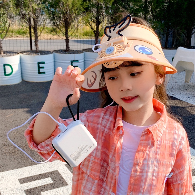 Mũ Chống Nắng Mùa Hè Vành Rộng Có Quạt Sạc USB Cho Bé Trai Và Bé Gái