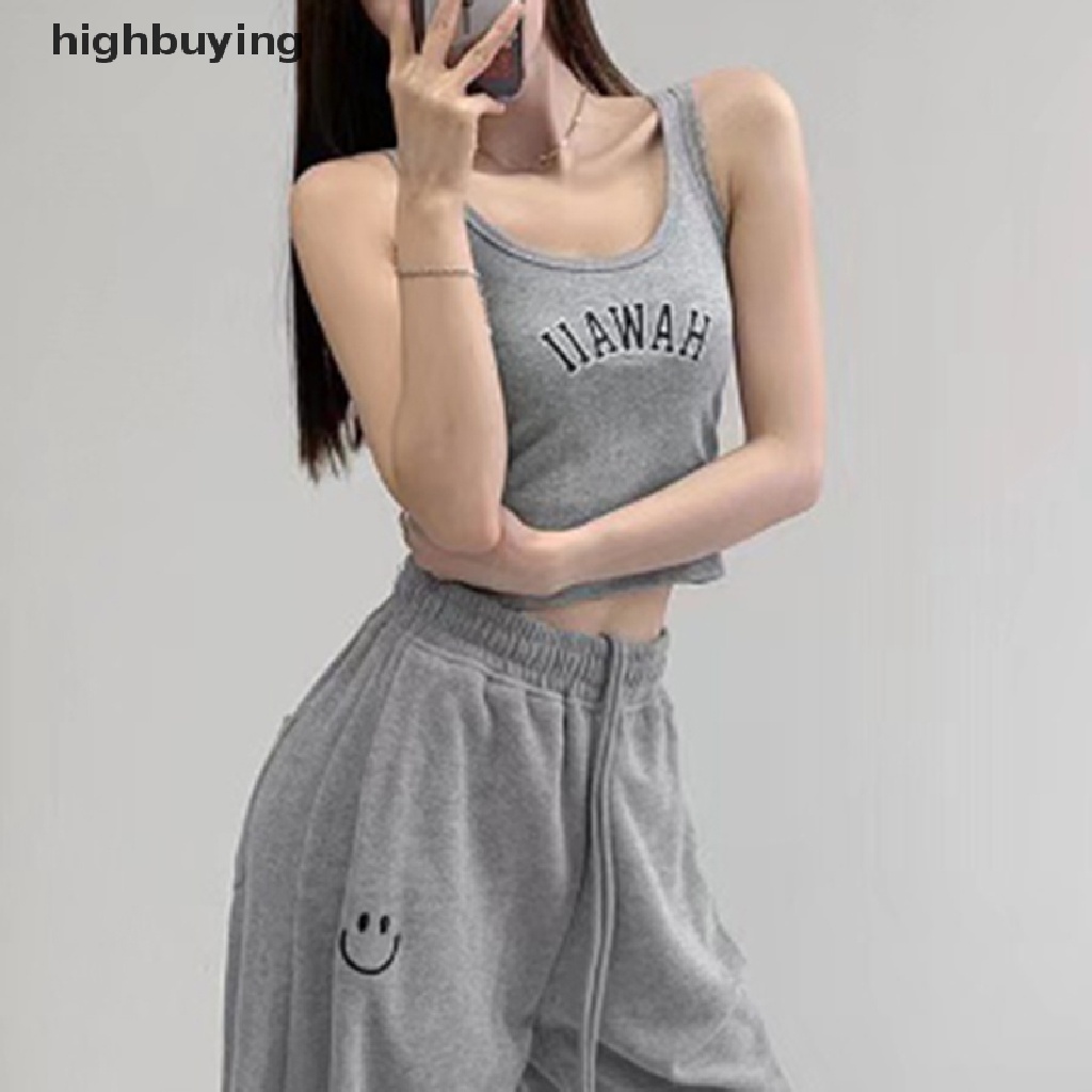 Áo Hai Dây Thêu Chữ Y2k Màu Sắc Ngọt Ngào Cho Nữ