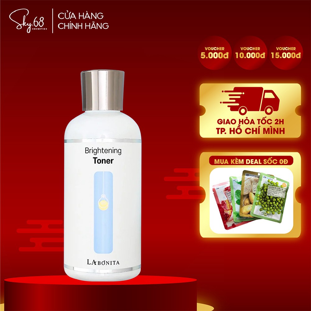 Nước cân bằng Sáng Da và Cấp Ẩm La Bonita Brightening Toner 200ml
