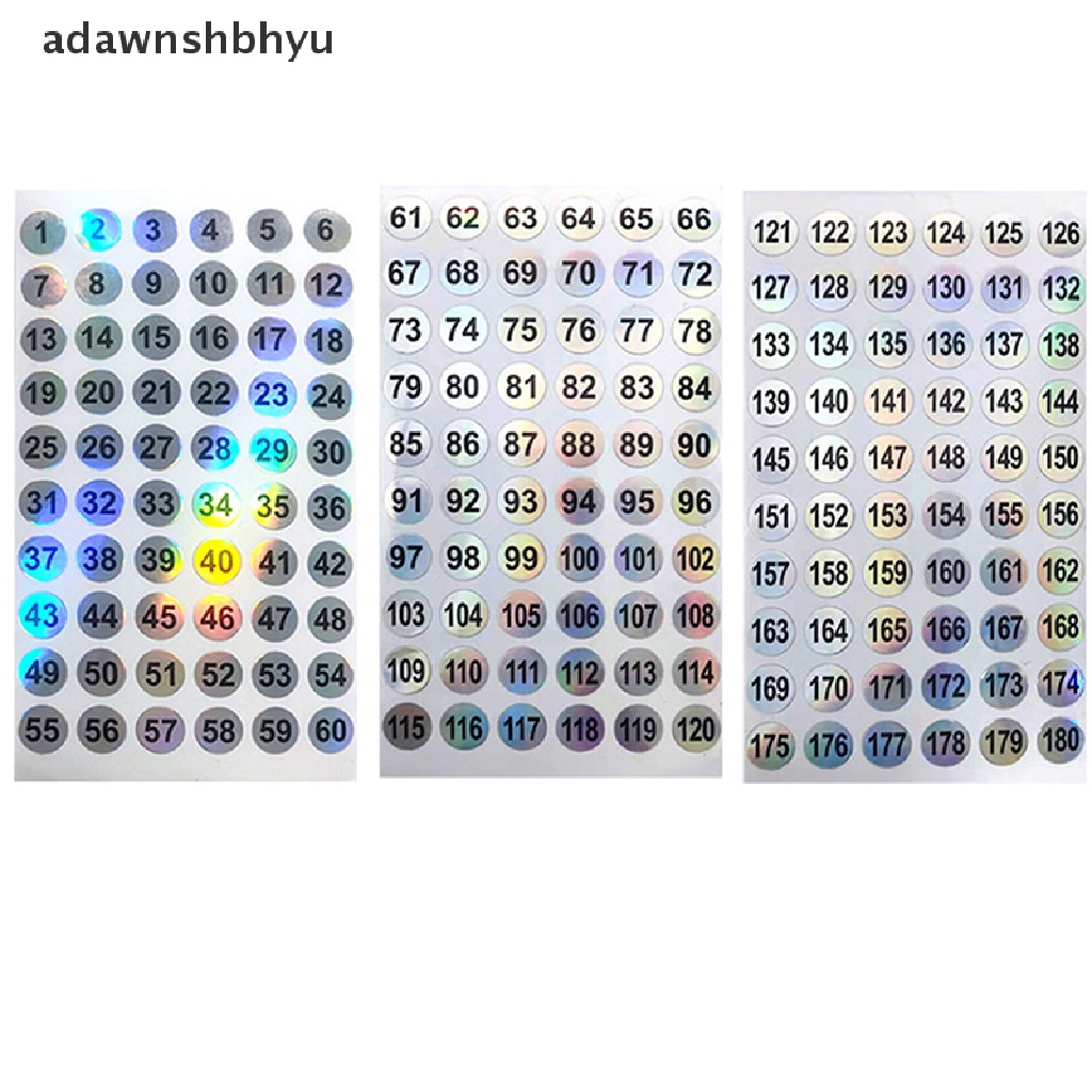 Set 6 Tấm Hình Dán Số Từ 1-180 Dùng Để Trang Trí Móng Nghệ Thuật