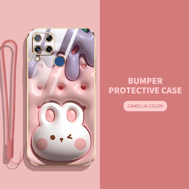 Ốp Điện Thoại Bảo Vệ Ống Kính Máy Ảnh Họa Tiết Chú Cún 3D Dễ Thương Cho OPPO Realme C15 C12 C25 C25S Realme Narzo 20 30A 50A