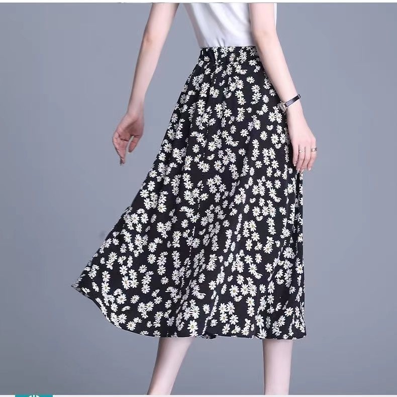 Chân Váy Voan Dáng Xòe Rộng Lưng Thun Co Giãn In Họa Tiết Hoa Thời Trang Mùa Hè 2023 Kích Thước Lớn Cho Nữ