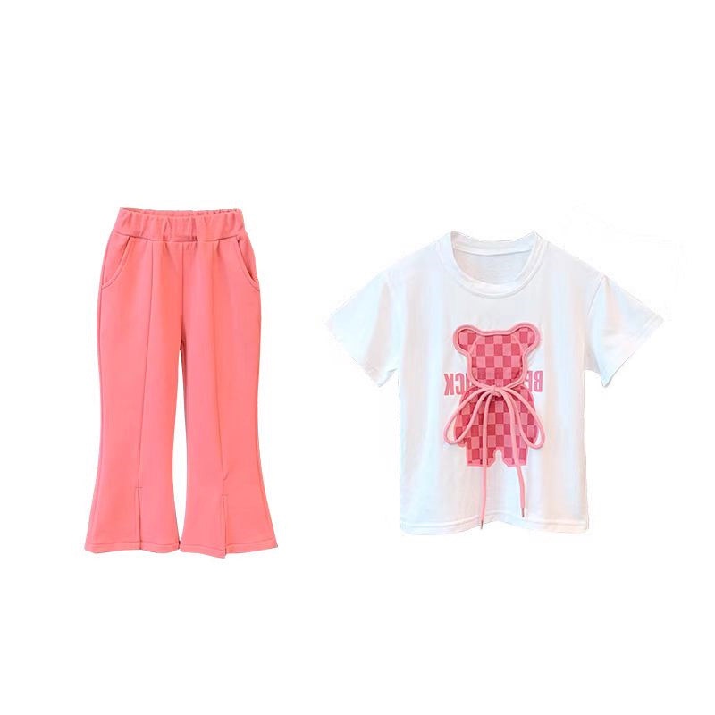 Bololo Set Áo Thun Tay Ngắn + Quần short Họa Tiết Hoạt Hình Dễ Thương Cho Bé Gái